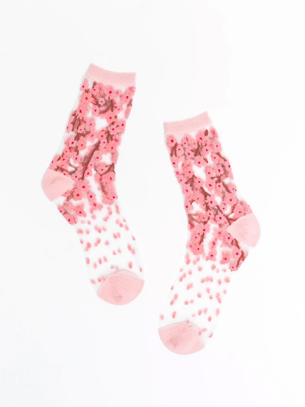 Cherry Blossom Sheer Crew Sock